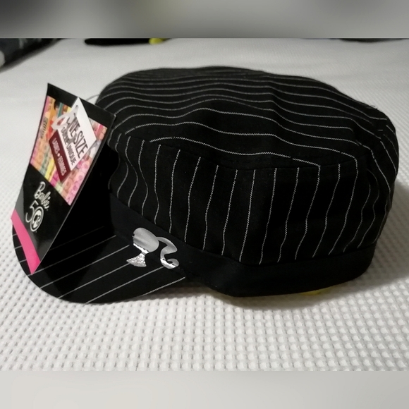 Barbie 50 Black & White Pin Striped Ladies Hat Cap NWT / One Size - Picture 3 of 5